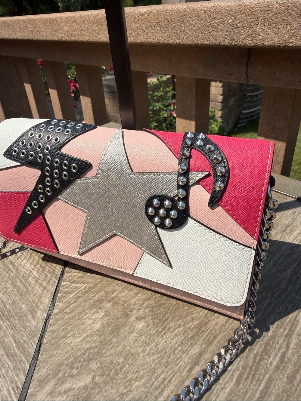 NWOT Karl Lagerfeld Paris Connie
Flap Crossbody Bag Music Star Studs Pink - Picture 2 of 13